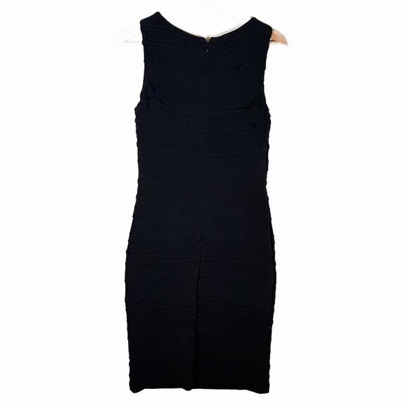 Calvin Klein Black Tiered Sheath Dress Minimalist Glam Cocktail Classic Chic - Picture 3 of 13